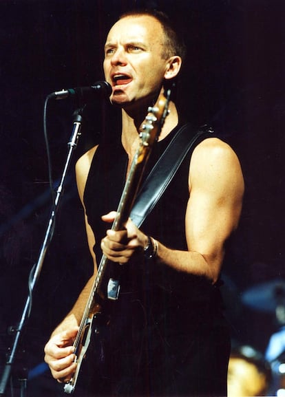 El músico Sting durante un concierto en 1990.