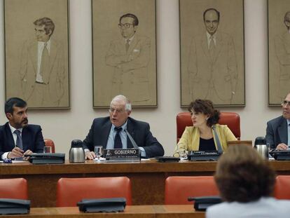Josep Borrell, durant la seva compareixença en la Comissió Mixta per a la UE.