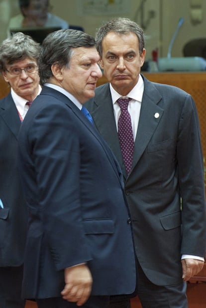 Barroso y Zapatero ayer en Bruselas.