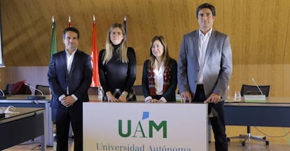 Yago Mancebo, director general para Europa de TotalEnergies Renewables International; Sara Aagesen, secretaria de Estado de Energía; Amaya Mendikoetxea, rectora de la UAM, y Antoni Trasobares, director del CTFC.