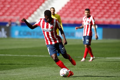 Thomas, en el partido entre el Atlético y el Villarreal este sábado en el Wanda Metropolitano.