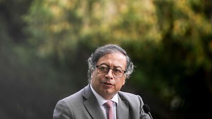 Gustavo Petro durante su visita a Portugal