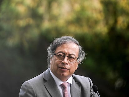 Gustavo Petro durante su visita a Portugal