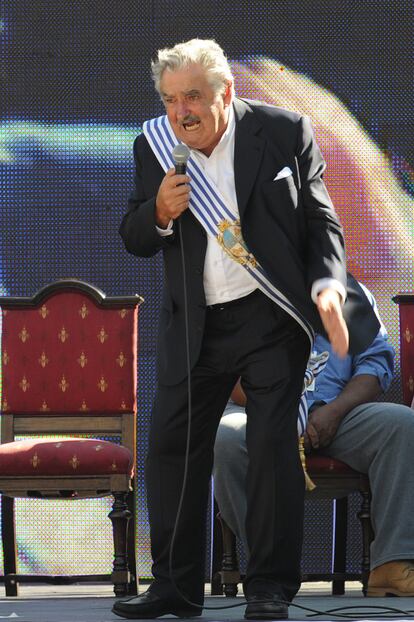 Mujica durante su discurso en la toma de posesión del nuevo gobierno en Montevideo, el 1 de marzo de 2010.