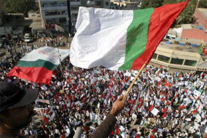 Manifestación contra Estados Unidos que se ha celebrado hoy  en Karachi, Pakistán.