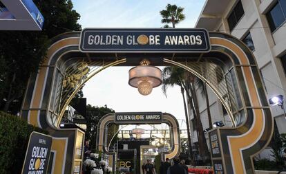 La alfombra roja de los Globos de Oro en el hotel Beverly Hilton, este sábado.