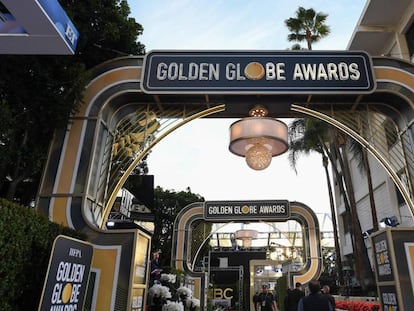 La alfombra roja de los Globos de Oro en el hotel Beverly Hilton, este sábado.