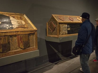 Dos de las piezas que se reclaman de Sijena en el Museo de Lleida. 