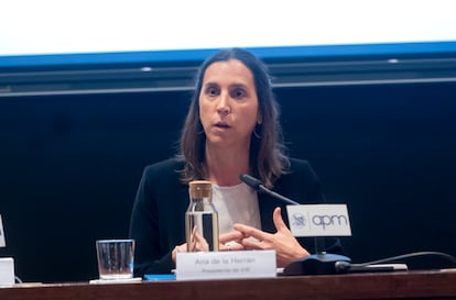 La presidenta de IHE, Ana de la Herrán, en un encuentro con los medios de comunicación.