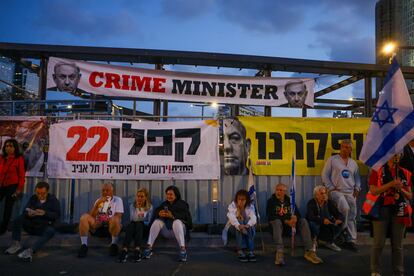 Protesta contra el Gobierno de Benjamín Netanyahu, el día 6 en Tel Aviv.