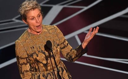 Frances McDormand during her acceptance speech.