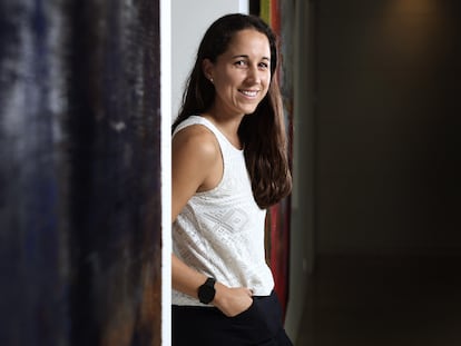 María Soria, premio de investigación matemática Vicent Caselles, en la Fundación BBVA en Madrid.