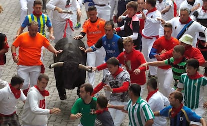 Jandilla bulls at the 2017 Running of the Bulls.