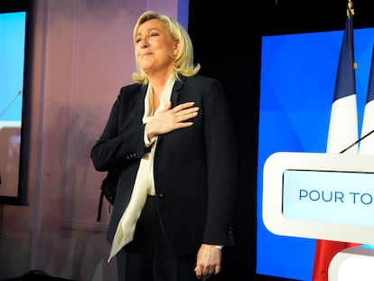 Marine Le Pen, tras reconocer su derrota este domingo.