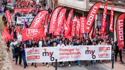 Un momento de la manifestación del primero de mayo en Guadalajara, este jueves.