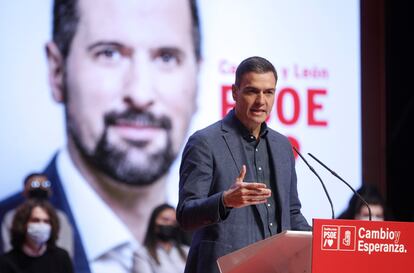 Pedro Sánchez, en el mitin de campaña del PSOE en Zamora.