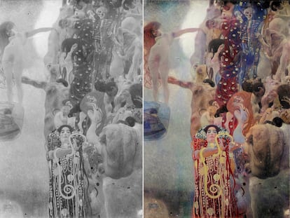 O resultado do trabalho do algoritmo sobre o quadro 'Medicina', de Gustav Klimt.