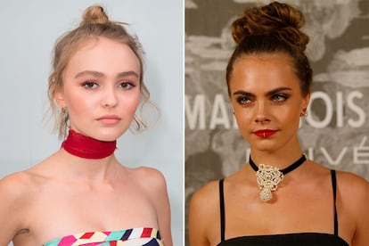 Lily Rose Depp y Cara Delevingne, dos de las celebrities que apuestan por este tipo de ‘chokers’.