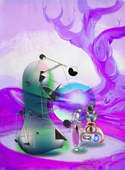 'GSFC3w' (2016), de Ad Minoliti, en la galería Crèvecoeur.