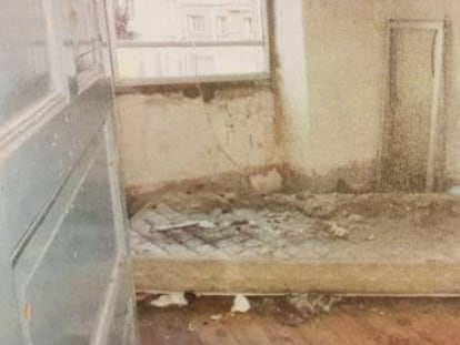 Imagen del cuarto en el que vivía 'Yanko' desde hacía al menos cinco meses obtenida del informe policial.