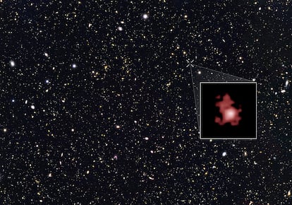 La galaxia GN-z11, en el recuadro, captada por el telescopio espacial 'Hubble'.