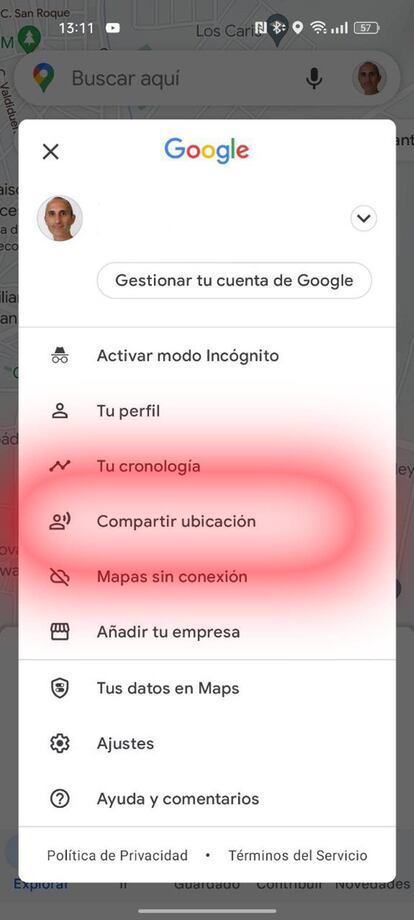 Compartir ubicación Google Maps