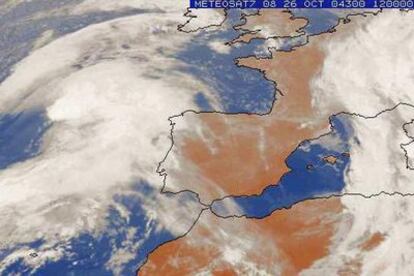 Imagen de la península tomada por el satelite Meteosat para el Instituto Nacional de Meteorología.