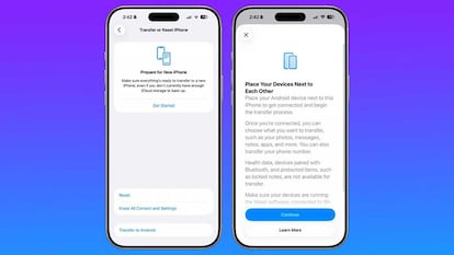 Opciones de transferencia con Android en la beta de iOS 26.3