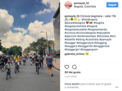 La ciclovía de Bogotá, el lugar perfecto para aparentar que es verano aunque haga frío.