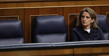 Teresa Ribera, vicepresidenta para la Transición Ecológica, ayer en el Congreso.