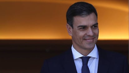 Pedro Sánchez, este martes en el Palacio de la Moncloa.