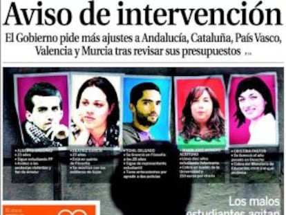 Primera página del diario La Razón de este miércoles.