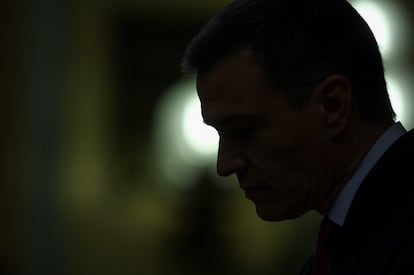 Pedro Sánchez interviene durante el primer día del debate de investidura.