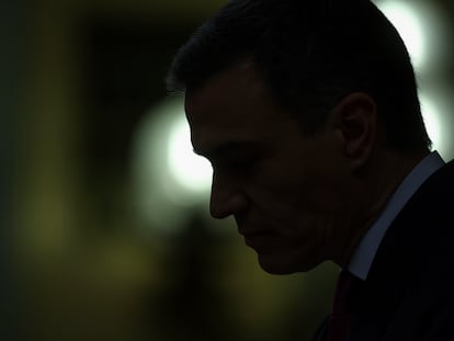 Pedro Sánchez interviene durante el primer día del debate de investidura.