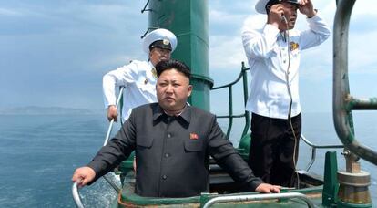 Kim Jong-un, a bordo de un submarino.