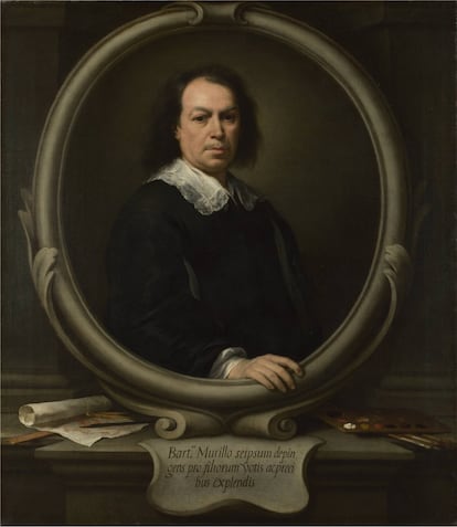 <p>Siglo XVIII. Óleo sobre lienzo, 101 x 76 cm.</p><p></p><p>Copia de gran calidad, en la que aparece el pintor sevillano de medio cuerpo en un marco oval, situando la figura en un marco ilusionista, con efectos de trampantojo. Tobar se basó en uno de los autorretratos de Murillo, realizado en edad adulta y que el artista pintó para sus hijos, adquirido luego por Nicolás de Omazur, pasando luego a propiedad del conde de Spencer (Althorp House), que mide 1,25 x 1,07 y que en la actualidad se encuentra en la National Gallery de Londres. Existen además otras copias del autorretrato original de Murillo, sobre todo una versión conservada en el Prado, que parece inspirada no tanto el original de la National Gallery, sino en el grabado que Omazur encargó a Richard Collin en 1682, para lo que hizo enviar este retrato a Amberes.</p>