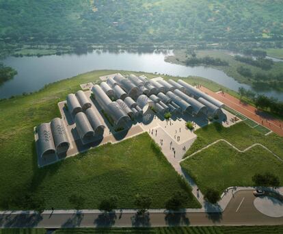 'Render' del proyecto para una escuela en Jiangxi (China).