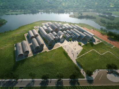 'Render' del proyecto para una escuela en Jiangxi (China).