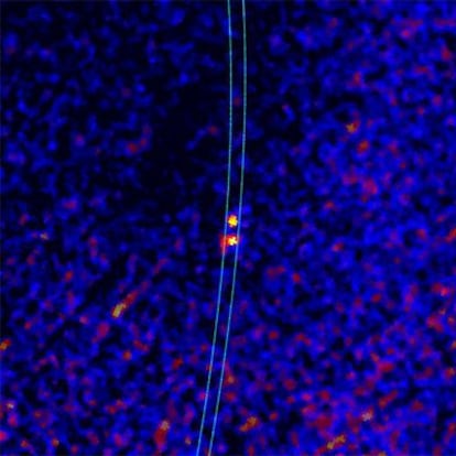 El sistema en torno a la estrella HR 8799, visto por telescopio.