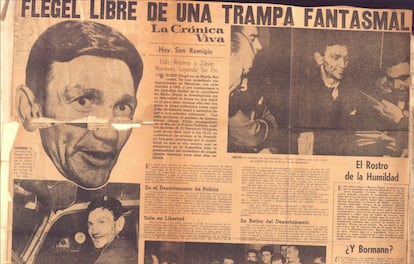 Double page of an Argentine newspaper with the chronicle of the release of Flegel, on September 30, 1960.