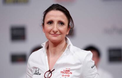 Anne-Sophie Pic, la única mujer con tres estrellas Michelin en la guía gastronómica de Francia, el pasado lunes en la ceremonia para presentar la nueva edición