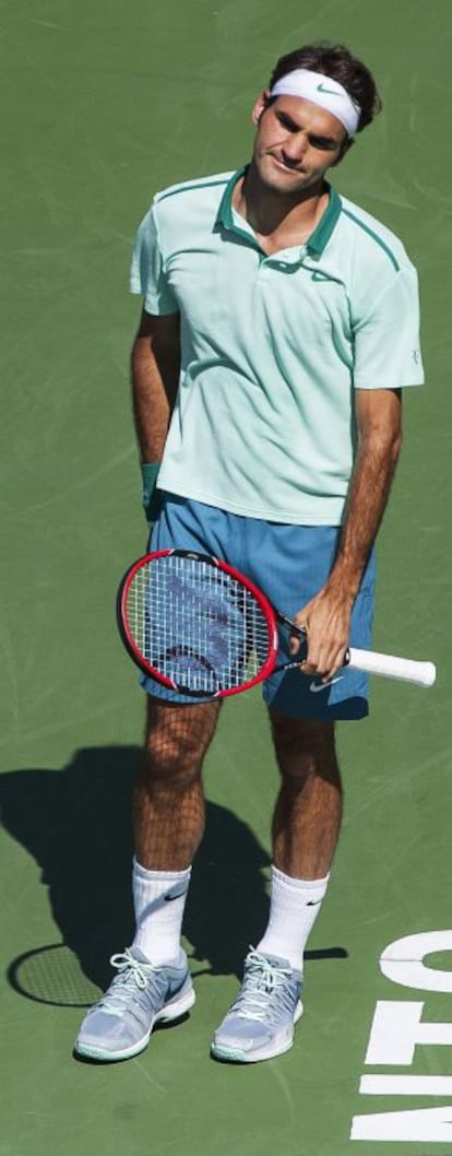 Federer se lamenta durante la final.
