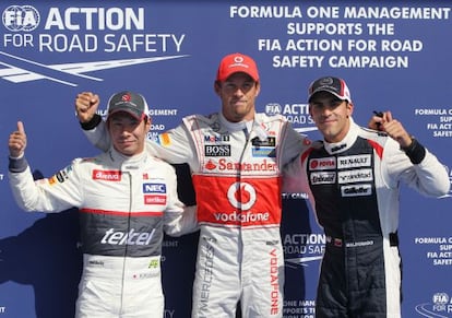 Kobayashi, Button y Pastor Maldonado, los más rápidos.