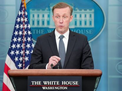 White House national security adviser Jake Sullivan speaks during a press briefing at the White House, Friday, July 7, 2023, in Washington.