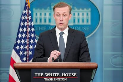 White House national security adviser Jake Sullivan speaks during a press briefing at the White House, Friday, July 7, 2023, in Washington.