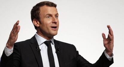 Emmanuel Macron durante un acto de la campaña en Chatellerault, el 28 de Abril.