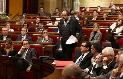 El lider de la CUP, Antonio Baños, aquest dijous al Parlament.