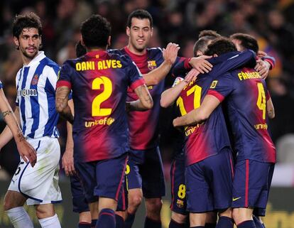 Los jugadores del Barça festejan un gol.