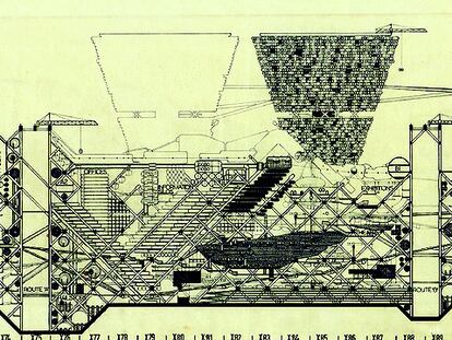 'Plug-In City, 1962-1964', de Peter Cook (Archigram).