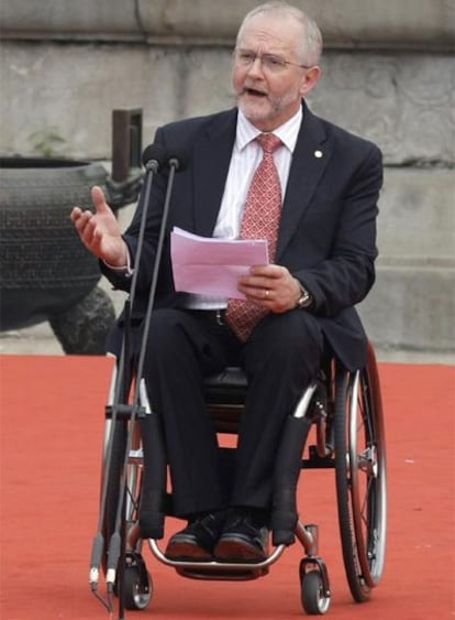 Philip Craven, Presidente del Comité Paralímpico Intenacional, en el encendido